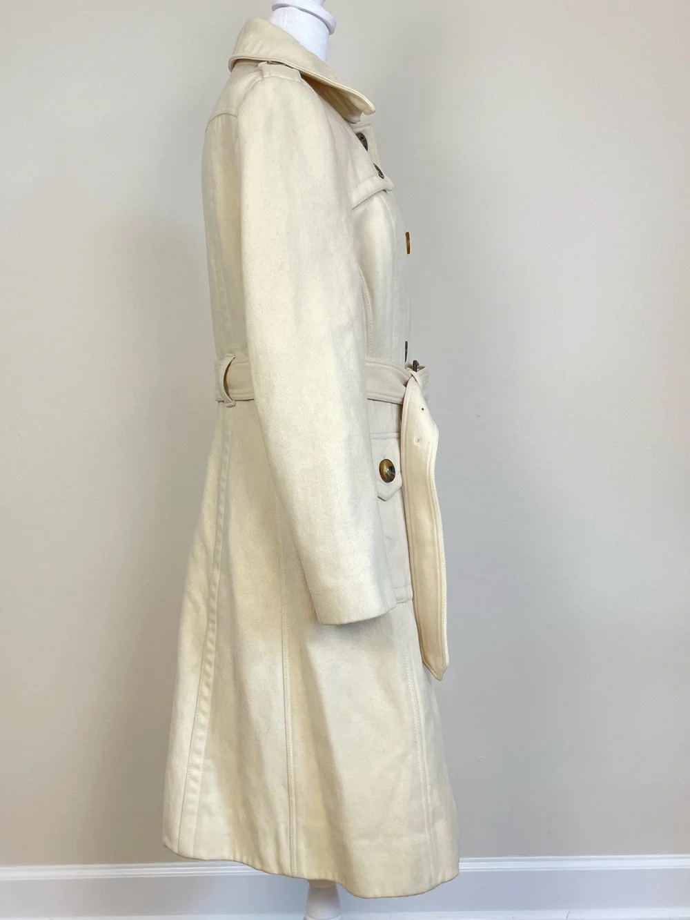 Burberry London Belted Long Trench Coat with Tortoiseshell Buttons sz 10 - Picture 7 of 15
